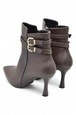 569F Günlük Fermuarlı Kadın Topuklu Bot Ayakkabı İnce Topuk Klasik Topuklu Kadın Bot - 2