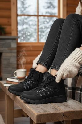 579 Ortopedik Kaymaz Taban İçi Kürklü Kadın Erkek Bot Ayakkabı Unisex Bot - 1