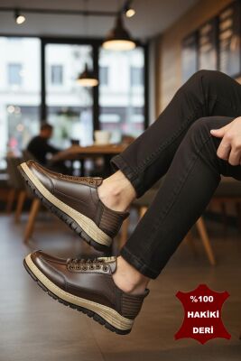 5809 Tam Ortopedik Taban %100 Hakiki Deri Lastik Bağcıklı Erkek Ayakkabı Casual Erkek Ayakkabı - 2
