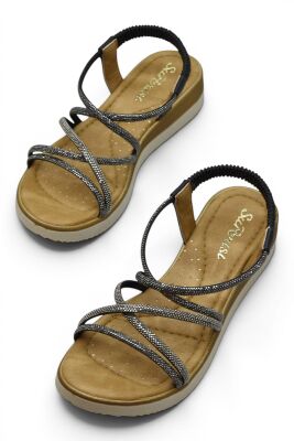 5929 Rahat Ortopedik Taban Taşlı Kadın Sandalet Günlük Kadın Sandalet - 3