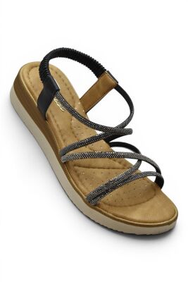 5929 Rahat Ortopedik Taban Taşlı Kadın Sandalet Günlük Kadın Sandalet - 5