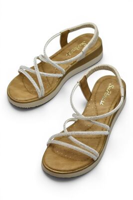 5929 Rahat Ortopedik Taban Taşlı Kadın Sandalet Günlük Kadın Sandalet - 4