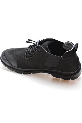 600 Tam Ortopedik Kauçuk Nubuk Siyah Hakiki Deri Erkek Bot Ayakkabı - 4