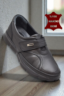 604 Faylon Hafif Tam Ortopedik Taban Günlük Hakiki Deri Kadın Ayakkabı Cırtlı - ISPARTALILAR