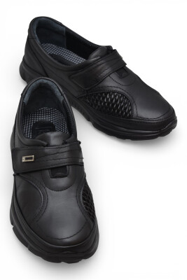 604 Faylon Hafif Tam Ortopedik Taban Günlük Hakiki Deri Kadın Ayakkabı Cırtlı - 3