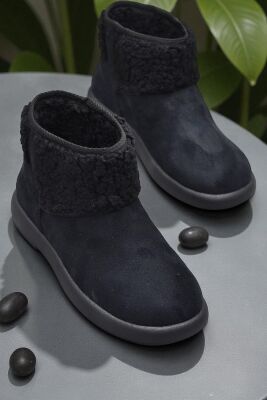 616 Günlük Kadın Bot Süet İçi Kürklü Yüksek Kalın Taban Kışlık Bot - 13