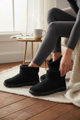 616 Günlük Kadın Bot Süet İçi Kürklü Yüksek Kalın Taban Kışlık Bot - 2