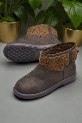 616 Günlük Kadın Bot Süet İçi Kürklü Yüksek Kalın Taban Kışlık Bot - 4