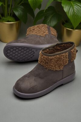 616 Günlük Kadın Bot Süet İçi Kürklü Yüksek Kalın Taban Kışlık Bot - 4