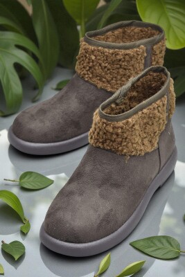 616 Günlük Kadın Bot Süet İçi Kürklü Yüksek Kalın Taban Kışlık Bot - 6