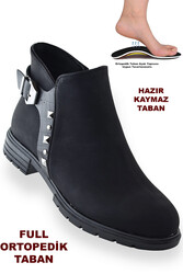 ISPARTALILAR - 632 Ortopedik Günlük Fermuarlı Siyah Kadın Bot Ayakkabı Bayan Bot Superisi