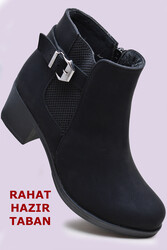 ISPARTALILAR - 676 Günlük Lastikli Fermuarlı Kadın Bot Ayakkabı Postal Çizme 