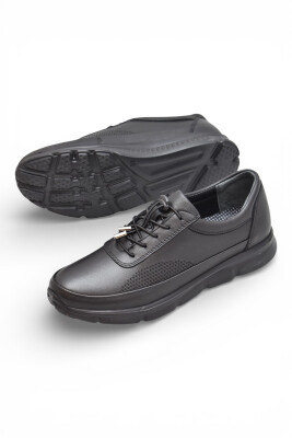 690 Tam Ortopedik Faylon Hafif Taban Günlük Hakiki Deri Kadın Ayakkabı Lastik Bağcıklı - 4