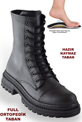 ISPARTALILAR - 754 Günlük Bağcıklı Fermuarlı Kadın Bot Ayakkabı Postal Bayan Bot
