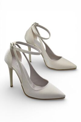 802 Bilekten Bağlamalı Kadın Topuklu Ayakkabı 9,5 cm Kadeh Topuk Abiye Düğün Nişan Ayakkabısı - 8