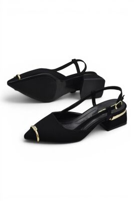 806 Kadın Topuklu Ayakkabı 3,5 cm Kalın Topuklu Arkası Açık Topuklu Ayakkabı - 3