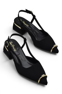 806 Kadın Topuklu Ayakkabı 3,5 cm Kalın Topuklu Arkası Açık Topuklu Ayakkabı - 1