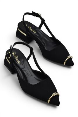 806 Kadın Topuklu Ayakkabı 3,5 cm Kalın Topuklu Arkası Açık Topuklu Ayakkabı - 1