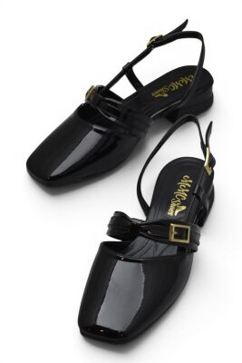 8112 Kadın Topuklu Babet Ayakkabı 2 cm Kalın Topuklu Arkası Açık Topuklu Ayakkabı - 9