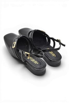 8112 Kadın Topuklu Babet Ayakkabı 2 cm Kalın Topuklu Arkası Açık Topuklu Ayakkabı - 11