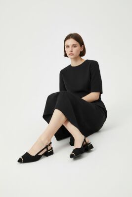 8112 Kadın Topuklu Babet Ayakkabı 2 cm Kalın Topuklu Arkası Açık Topuklu Ayakkabı - 13