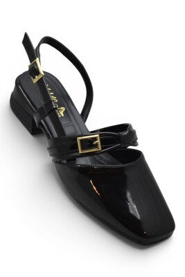 8112 Kadın Topuklu Babet Ayakkabı 2 cm Kalın Topuklu Arkası Açık Topuklu Ayakkabı - 3