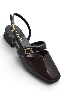 8112 Kadın Topuklu Babet Ayakkabı 2 cm Kalın Topuklu Arkası Açık Topuklu Ayakkabı - 2