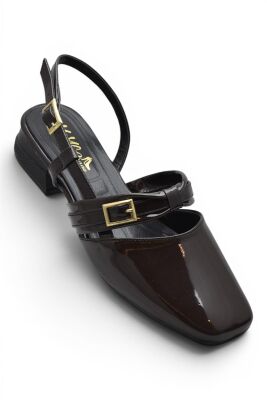 8112 Kadın Topuklu Babet Ayakkabı 2 cm Kalın Topuklu Arkası Açık Topuklu Ayakkabı - 2