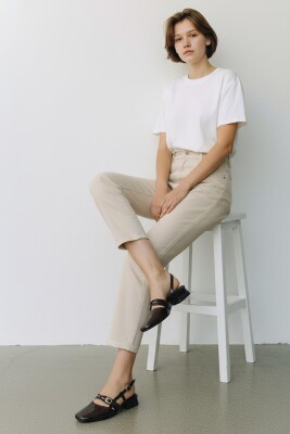 8112 Kadın Topuklu Babet Ayakkabı 2 cm Kalın Topuklu Arkası Açık Topuklu Ayakkabı - 4