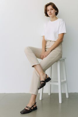 8112 Kadın Topuklu Babet Ayakkabı 2 cm Kalın Topuklu Arkası Açık Topuklu Ayakkabı - 4