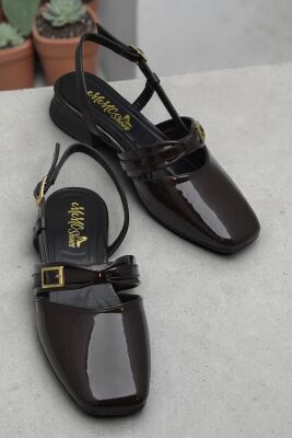 8112 Kadın Topuklu Babet Ayakkabı 2 cm Kalın Topuklu Arkası Açık Topuklu Ayakkabı - 6