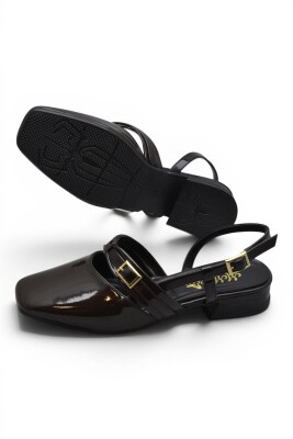 8112 Kadın Topuklu Babet Ayakkabı 2 cm Kalın Topuklu Arkası Açık Topuklu Ayakkabı - 8