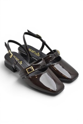 8112 Kadın Topuklu Babet Ayakkabı 2 cm Kalın Topuklu Arkası Açık Topuklu Ayakkabı - 10