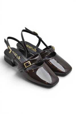 8112 Kadın Topuklu Babet Ayakkabı 2 cm Kalın Topuklu Arkası Açık Topuklu Ayakkabı - 10