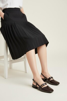 8112 Kadın Topuklu Babet Ayakkabı 2 cm Kalın Topuklu Arkası Açık Topuklu Ayakkabı - 14