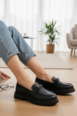 812-L Rahat Taban Günlük Siyah Kadın Laofer Ayakkabı Casual Kadın Ayakkabı Rugan - 5