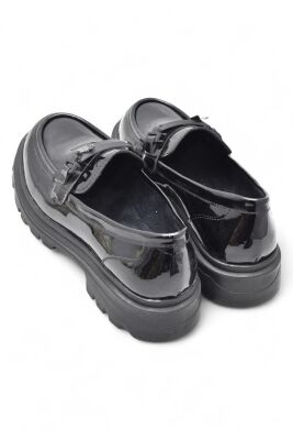 812-L Rahat Taban Günlük Siyah Kadın Laofer Ayakkabı Casual Kadın Ayakkabı Rugan - 19