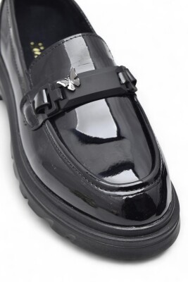 812-L Rahat Taban Günlük Siyah Kadın Laofer Ayakkabı Casual Kadın Ayakkabı Rugan - 20