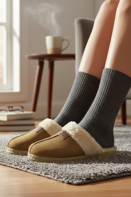 95FX Kışlık Ev Terliği Yünlü Ev terliği Kadın Kışlık Terlik - 2