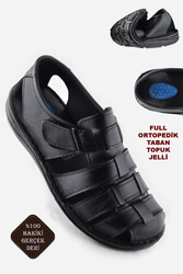 ISPARTALILAR - Ayakkabiburada 033 Topuk Jelli Hakiki Deri Erkek Sandalet Ayakkabı