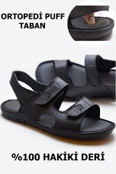 ISPARTALILAR - ayakkabiburada 036 Puff Taban Cırtlı Hakiki Deri Erkek Sandalet