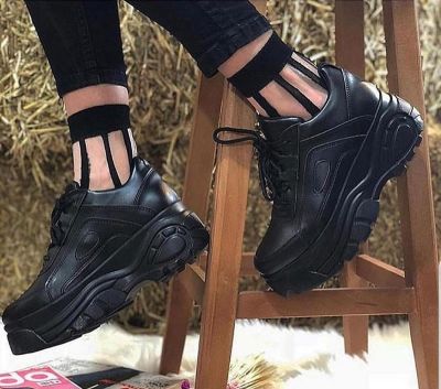 Ayax Beyaz 12432 Kalın Yüksek Taban Beyaz Bayan Spor Ayakkabı (36-40)
