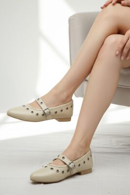 D159 Rahat Taban Günlük Kadın Babet Ayakkabı Zımbalı Babet Kadın Ayakkabısı - 2