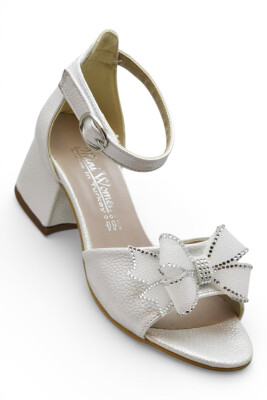 D612 Abiye Kız Çocuk Topuklu Ayakkabı Taşlı Açık Kız Çocuk Nişan Abiye Ayakkabısı - 4