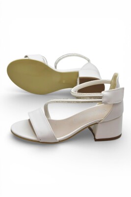 D613 Abiye Kız Çocuk Topuklu Ayakkabı Taşlı Açık Kız Çocuk Nişan Abiye Ayakkabısı - 9