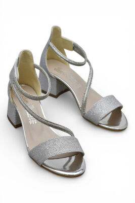 D613 Abiye Kız Çocuk Topuklu Ayakkabı Taşlı Açık Kız Çocuk Nişan Abiye Ayakkabısı - 12