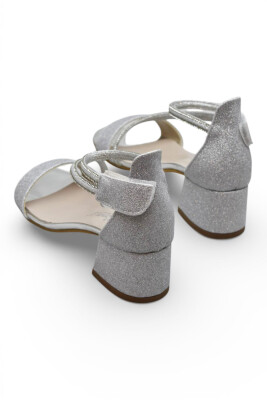 D613 Abiye Kız Çocuk Topuklu Ayakkabı Taşlı Açık Kız Çocuk Nişan Abiye Ayakkabısı - 16