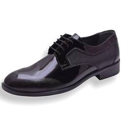 Ayakkabiburada - Güvenal 147 İÇ DIŞ Hakiki Deri Erkek Klasik Ayakkabı Rugan Siyah