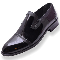 Ayakkabiburada - Güvenal 148 İÇ DIŞ Hakiki Deri Erkek Klasik Ayakkabı Rugan Siyah
