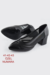 ISPARTALILAR - 150 Kısa Topuk Siyah Stiletto Büyük Numara Kadın Topuklu Ayakkabı 41-42-43 